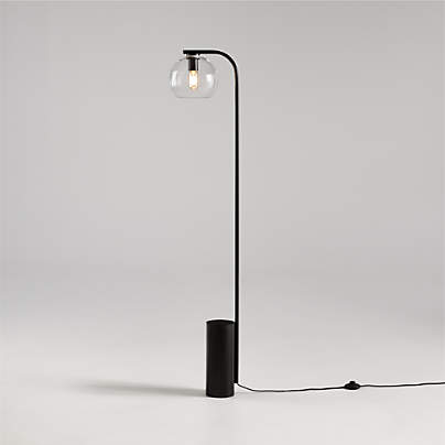 Arren Black Floor Lamp with Clear Round Shade 56"