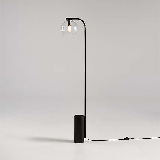 Arren Black Floor Lamp with Clear Round Shade 56"