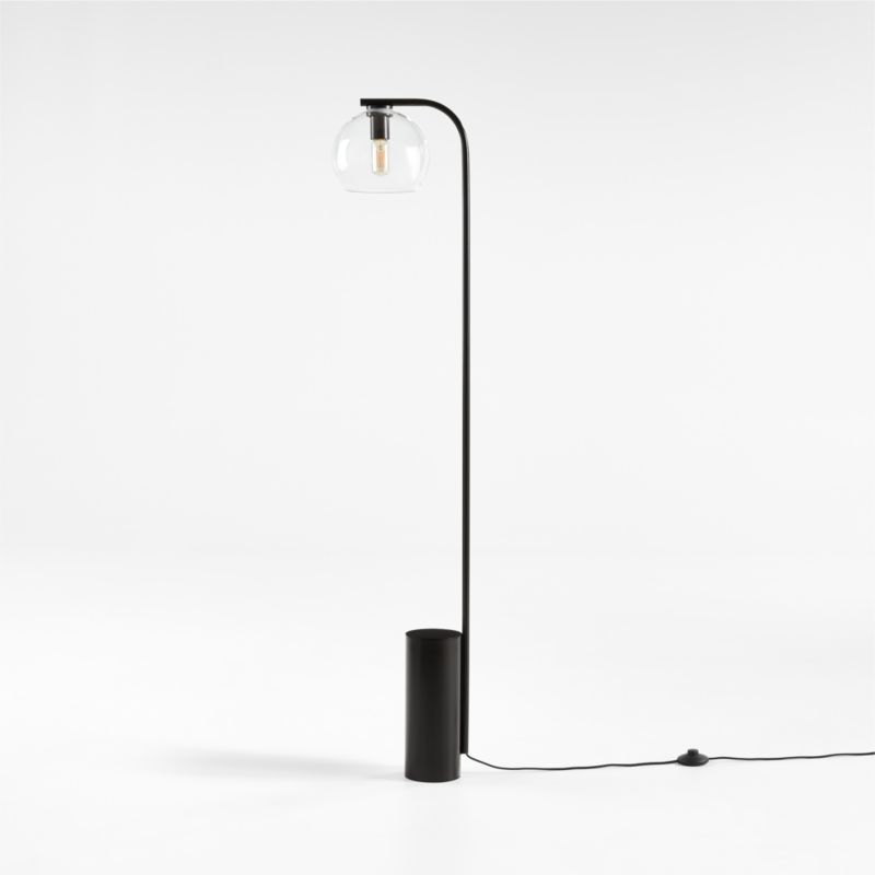 Arren Black Floor Lamp with Clear Round Shade