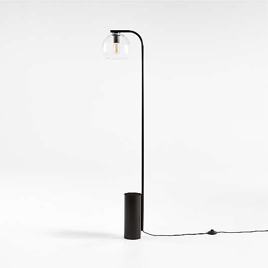 Arren Black Floor Lamp with Clear Round Shade