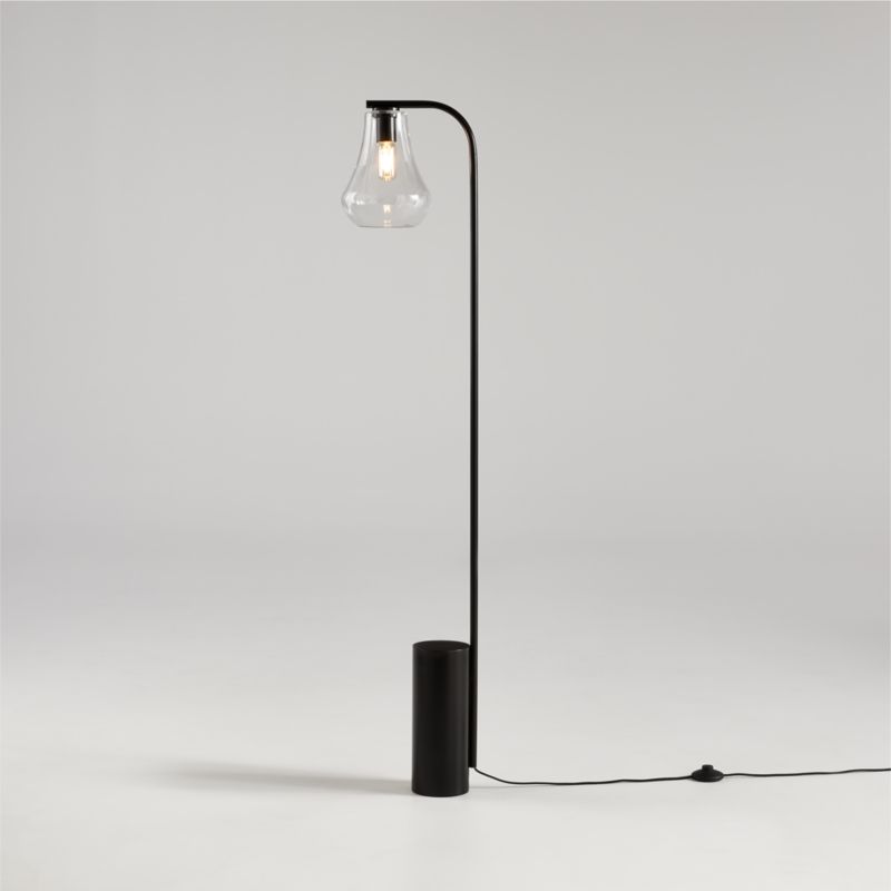 Arren Black Floor Lamp with Clear Teardrop Shade