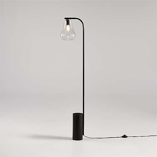 Arren Black Floor Lamp with Clear Teardrop Shade