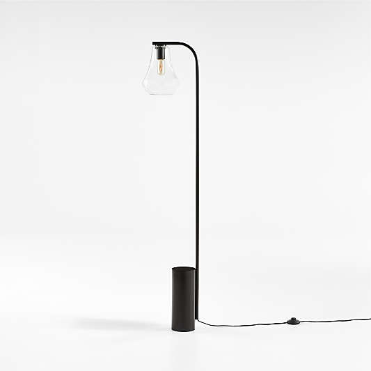 Arren Black Floor Lamp with Clear Teardrop Shade