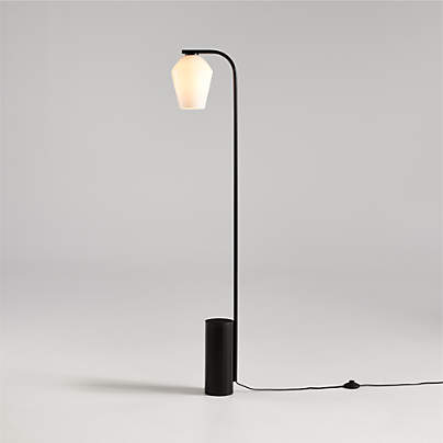Arren Black Floor Lamp with Milk Angled Shade 56"