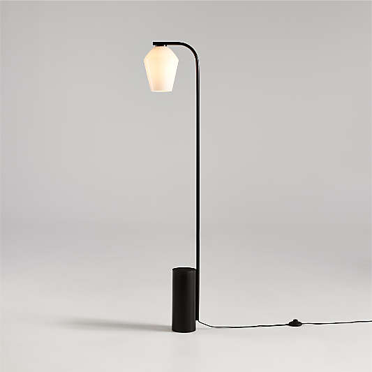 Arren Black Floor Lamp with Milk Angled Shade