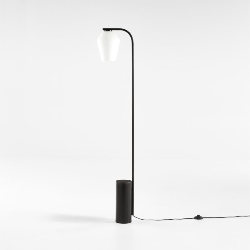 Arren Black Floor Lamp with Milk Angled Shade