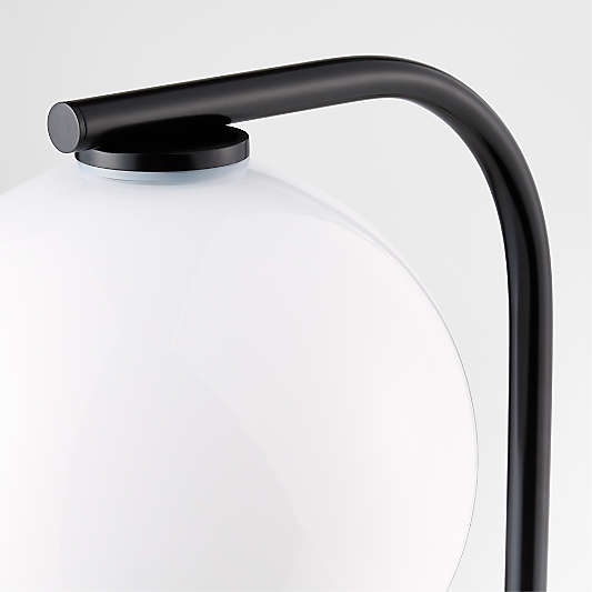 Arren Black Floor Lamp with Milk Round Shade