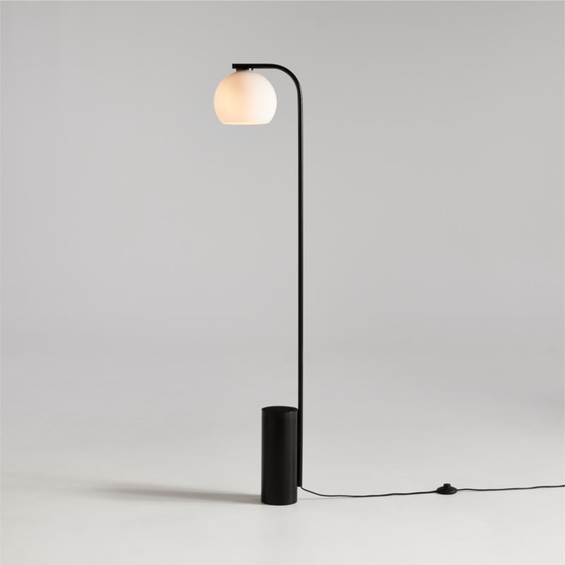 Arren Black Floor Lamp with Milk Round Shade - image 3 of 5