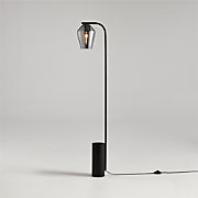 Arren Black Floor Lamp with Silver Angled Shade 56"