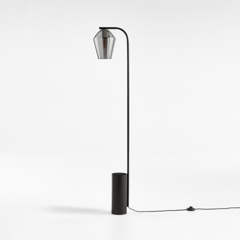 Arren Black Floor Lamp with Silver Angled Shade
