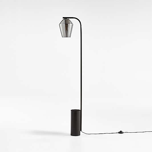 Arren Black Floor Lamp with Silver Angled Shade