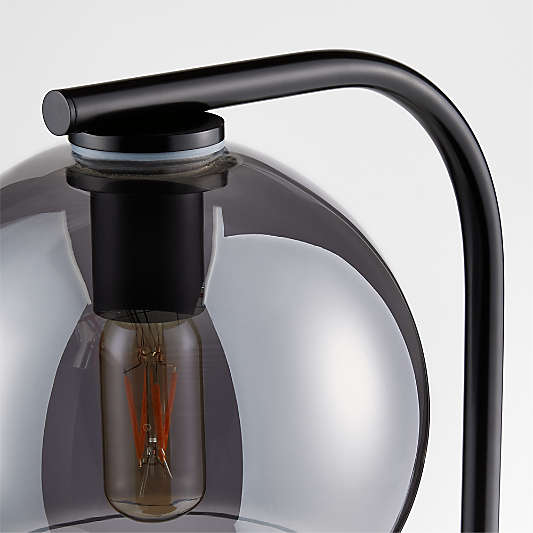 Arren Black Floor Lamp with Silver Round Shade 56"