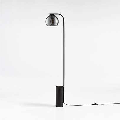 Floor Lamp With Silver Round Shade, Black And Silver Floor Lamp