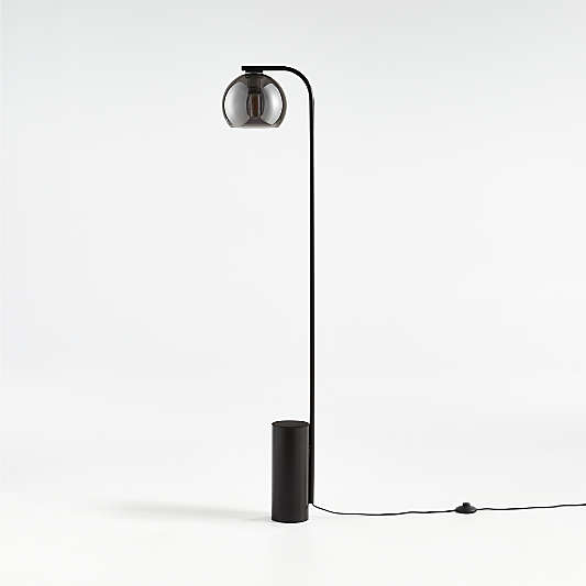 Arren Black Floor Lamp with Silver Round Shade