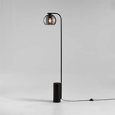 Arren Black Floor Lamp with Silver Round Shade