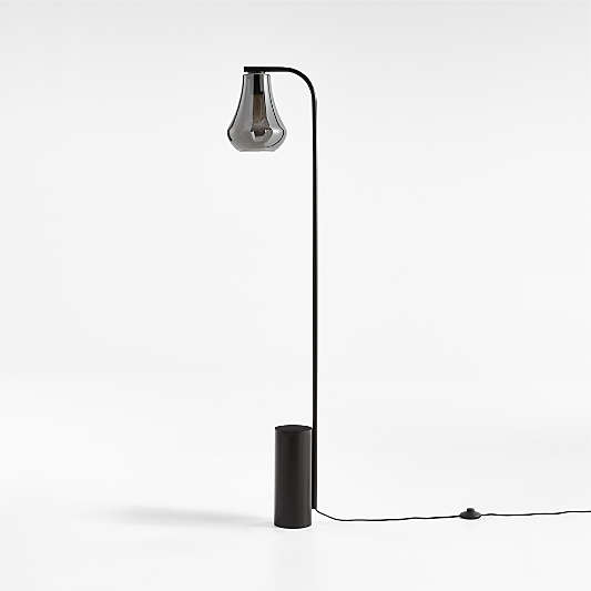 Arren Black Floor Lamp with Silver Teardrop Shade