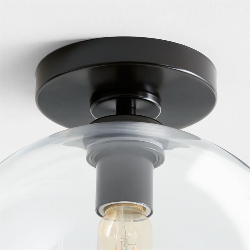 Arren Black Flush Mount Light with Large Round Clear Glass Shade