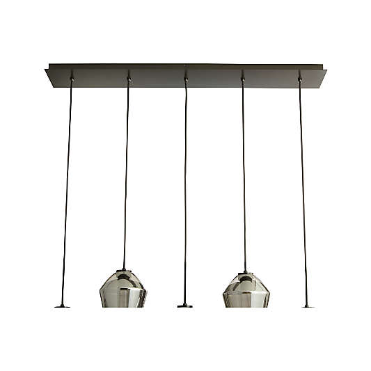 Arren Black 5-Light Linear Pendant with Angled Milk Glass Shades