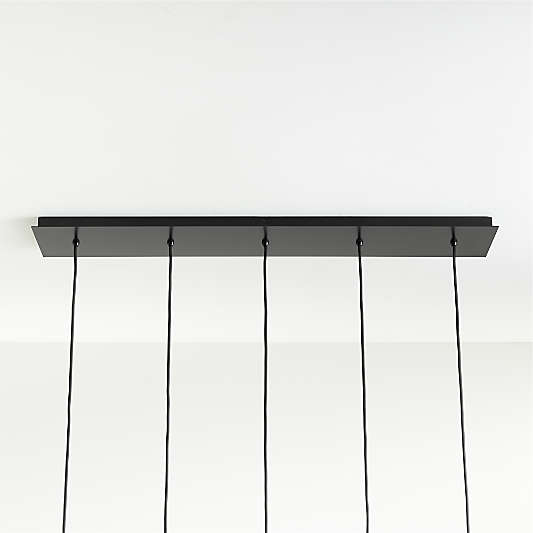 Arren Black 5-Light Linear Pendant with Large Round Clear Glass Shades