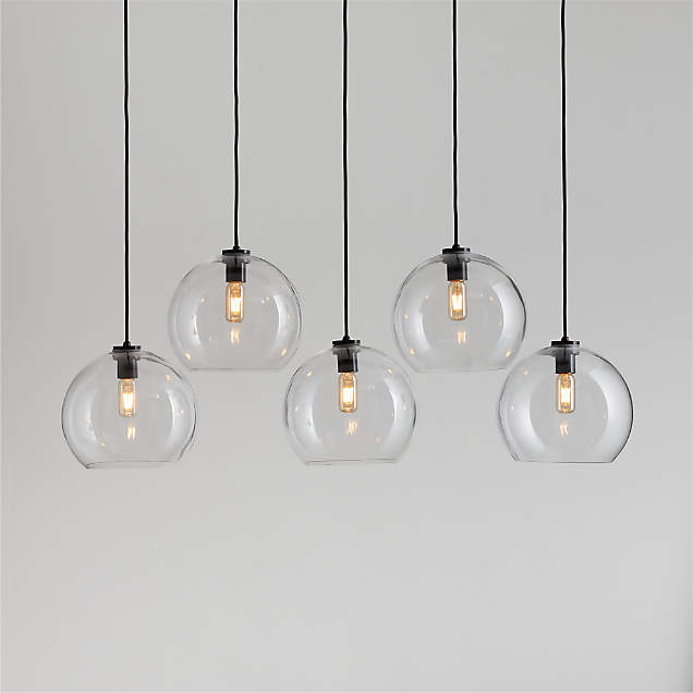 Arren Black Chandelier Light with Round Clear Glass Shades | Crate & Barrel