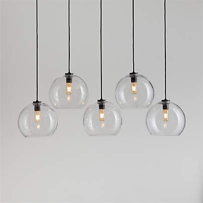 Arren Black 5-Light Round Pendant with Round Clear Glass Shades ...