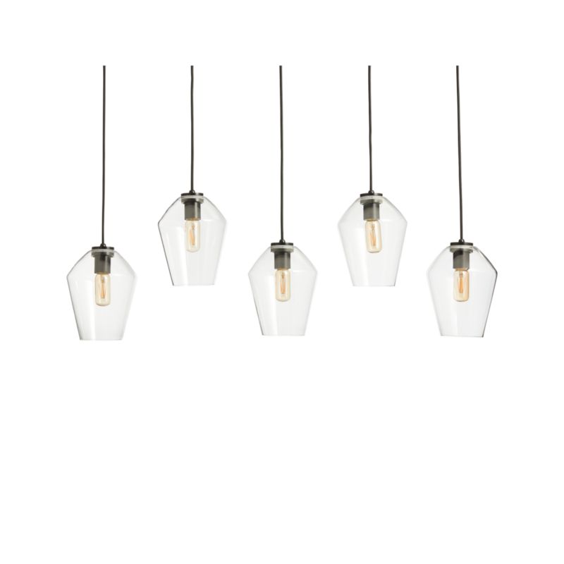 Arren Black 5-Light Linear Pendant with Angled Clear Glass Shades