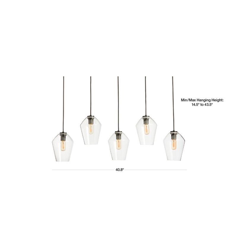 View Arren Black 5-Light Linear Pendant with Angled Clear Glass Shades - image 2 of 5