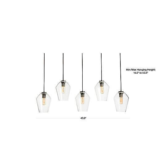 Arren Black 5-Light Linear Pendant with Angled Milk Glass Shades