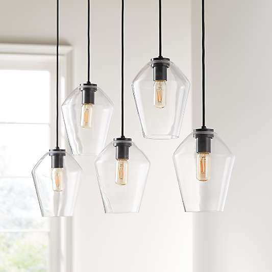 Arren Black 5-Light Linear Pendant with Angled Clear Glass Shades