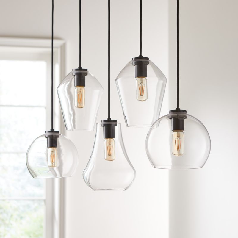 Arren Black 5-Light Linear Pendant with Mixed Clear Glass Shades