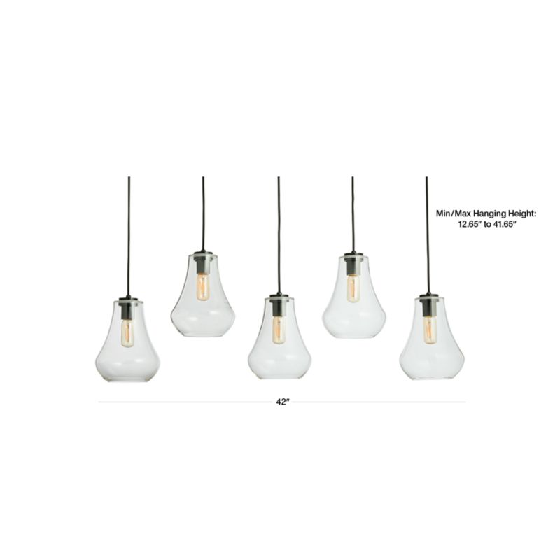 View Arren Black 5-Light Linear Pendant with Round Clear Glass Shades - image 2 of 5