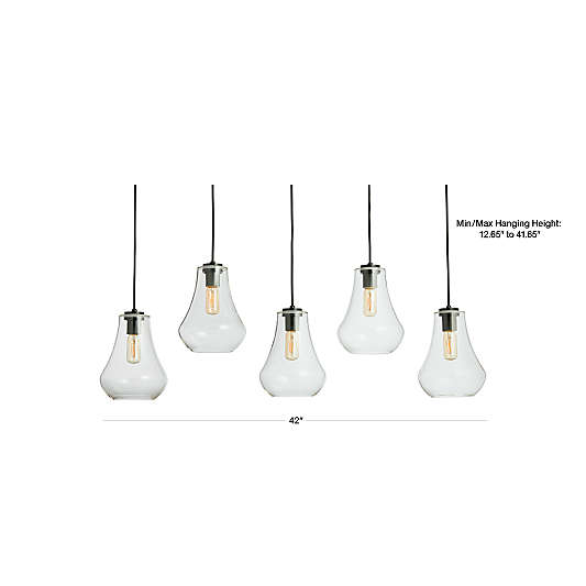 Arren Black 5-Light Linear Pendant with Round Clear Glass Shades