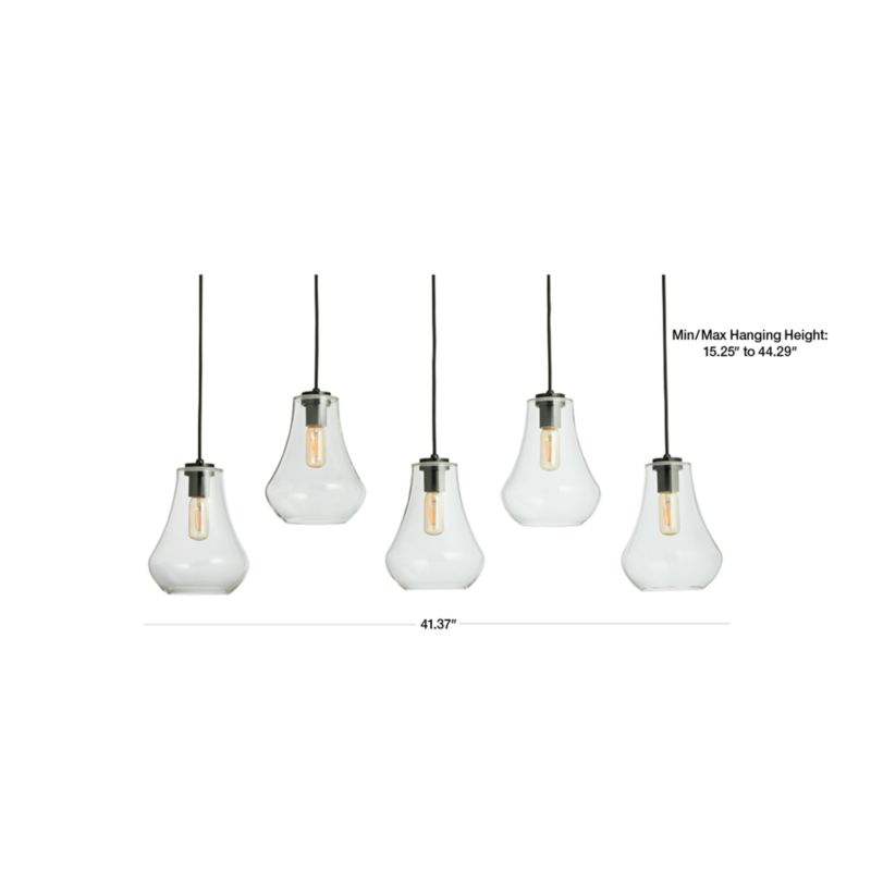 View Arren Brass 5-Light Linear Pendant with Teardrop Milk Glass Shades - image 2 of 6