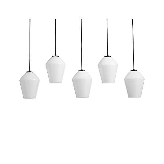 Arren Black 5-Light Linear Pendant with Angled Milk Glass Shades