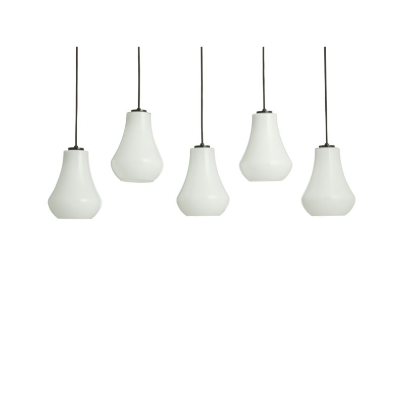 Arren Black 5-Light Linear Pendant with Teardrop Milk Glass Shades