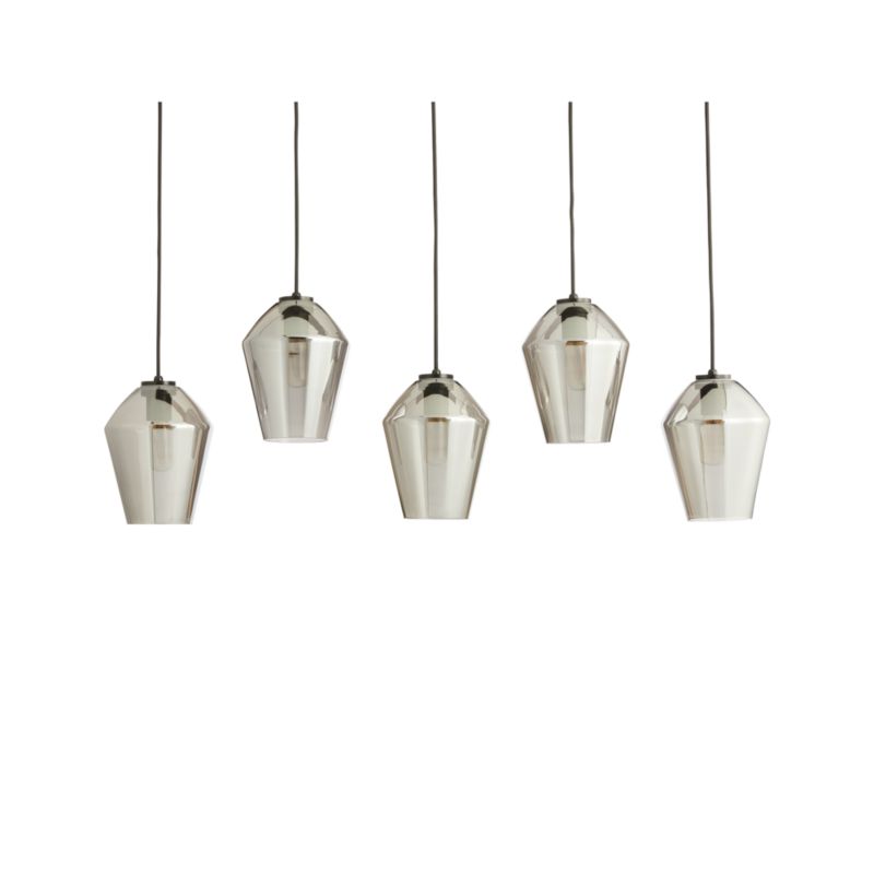 Arren Black 5-Light Linear Pendant with Angled Silver Glass Shades