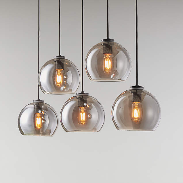 Arren Black 5-Light Round Pendant with Round Milk Glass Shades ...