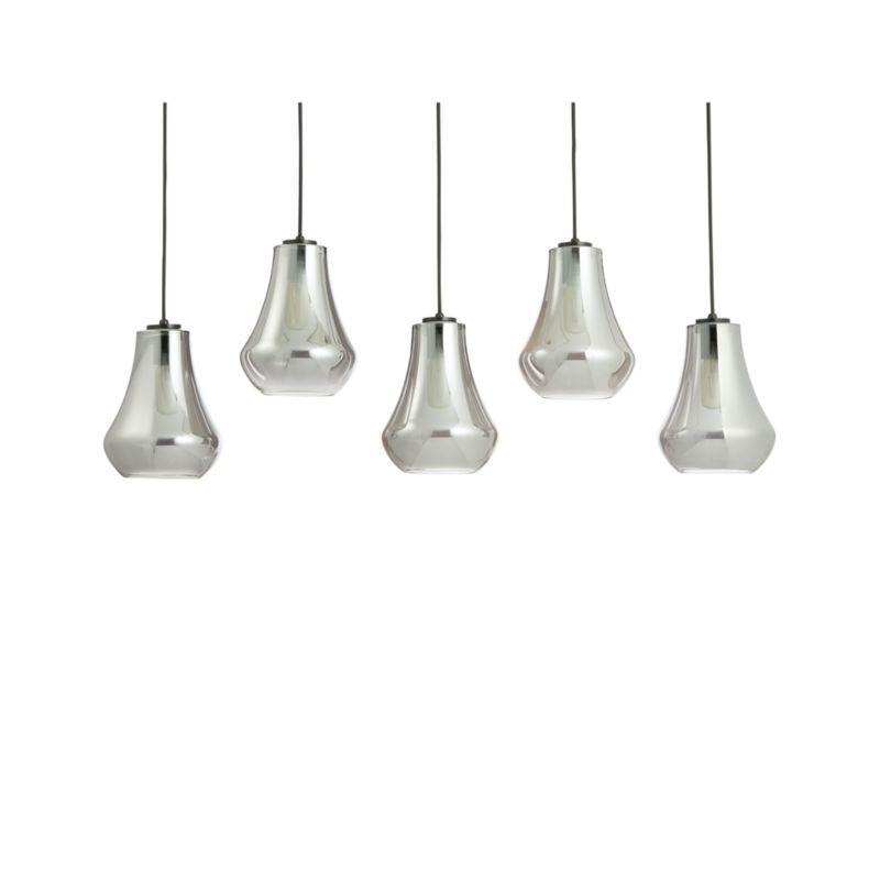 Arren Black 5-Light Linear Pendant with Teardrop Silver Glass Shades