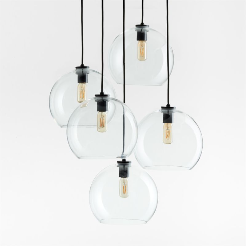 Arren Black -Light Round Pendant with Round Clear Glass Shades