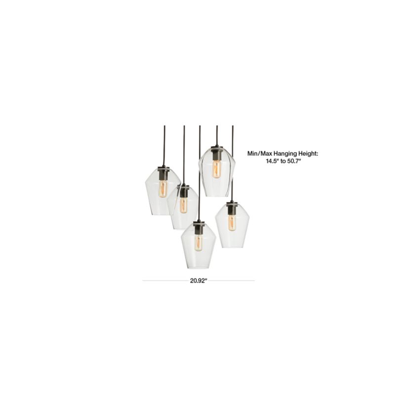 Arren Black 5-Light Round Pendant with Angled Clear Glass Shades