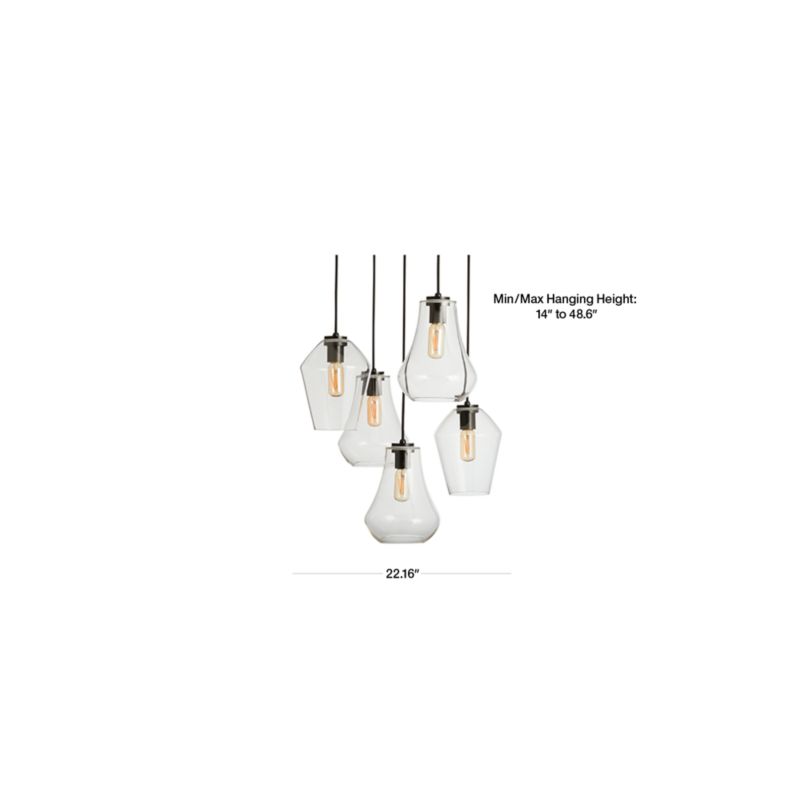 Arren Black 5-Light Round Pendant with Mixed Clear Glass Shades