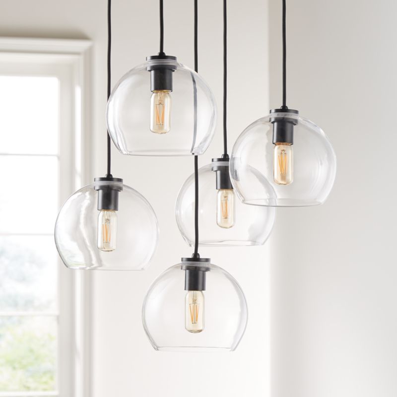 Arren Black Round 5 Light Pendant With, How To Replace Pendant Light Glass Shade