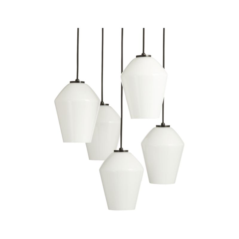 Arren Black 5-Light Round Pendant with Angled Milk Glass Shades - image 4 of 6