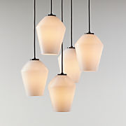 Arren Black 5-Light Round Pendant with Angled Milk Glass Shades