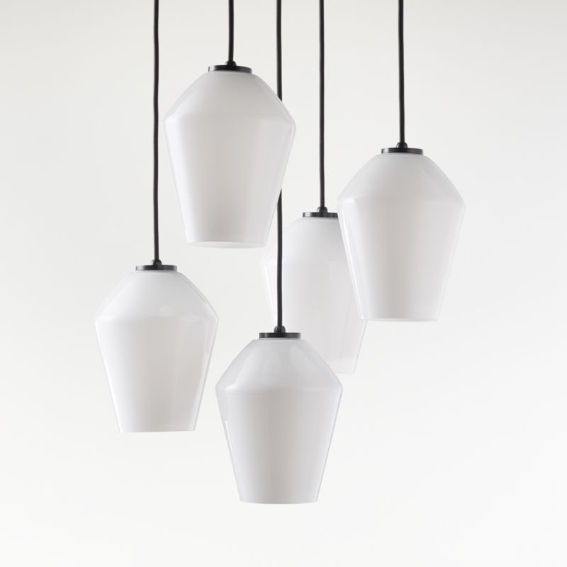 Arren Black 5-Light Round Pendant with Angled Milk Glass Shades - image 2 of 6