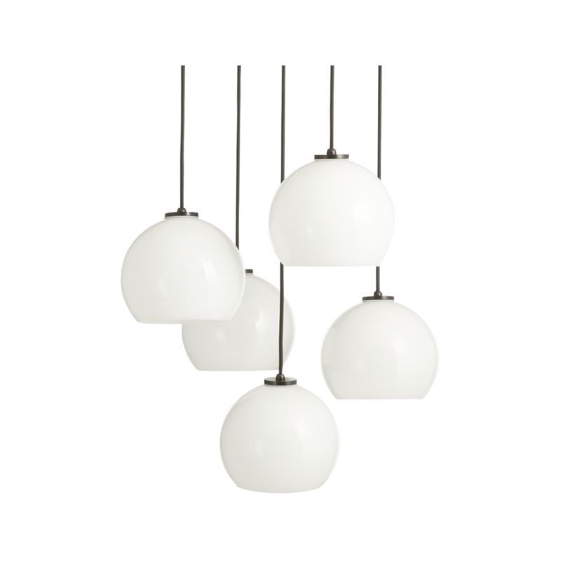 Arren Black 5-Light Round Pendant with Round Milk Glass Shades - image 5 of 7