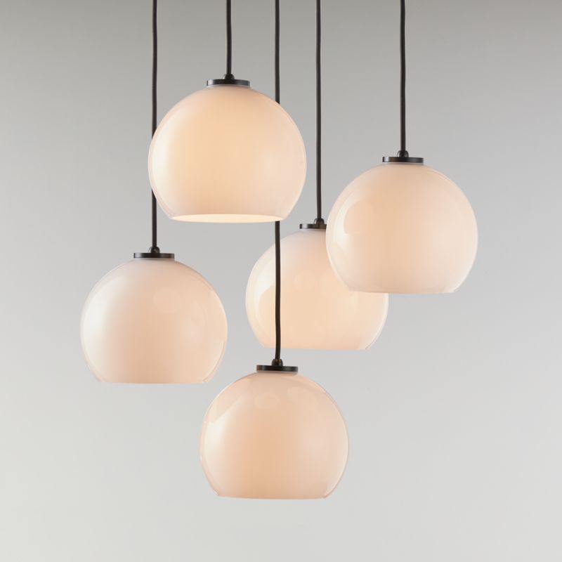 Arren Black 5-Light Round Pendant with Round Milk Glass Shades - image 0 of 7