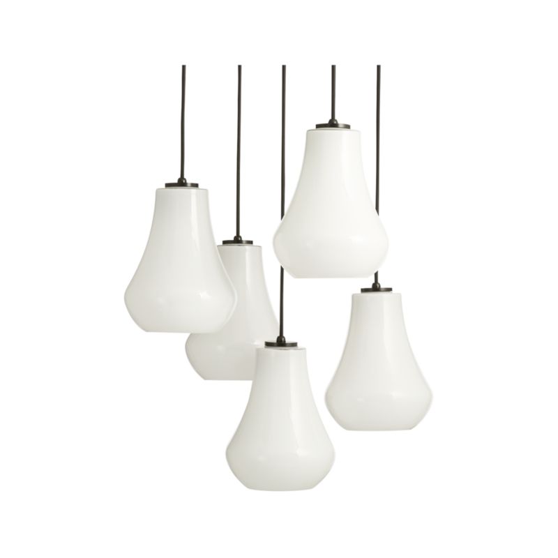 Arren Black 5-Light Round Pendant with Teardrop Milk Glass Shades - image 4 of 5