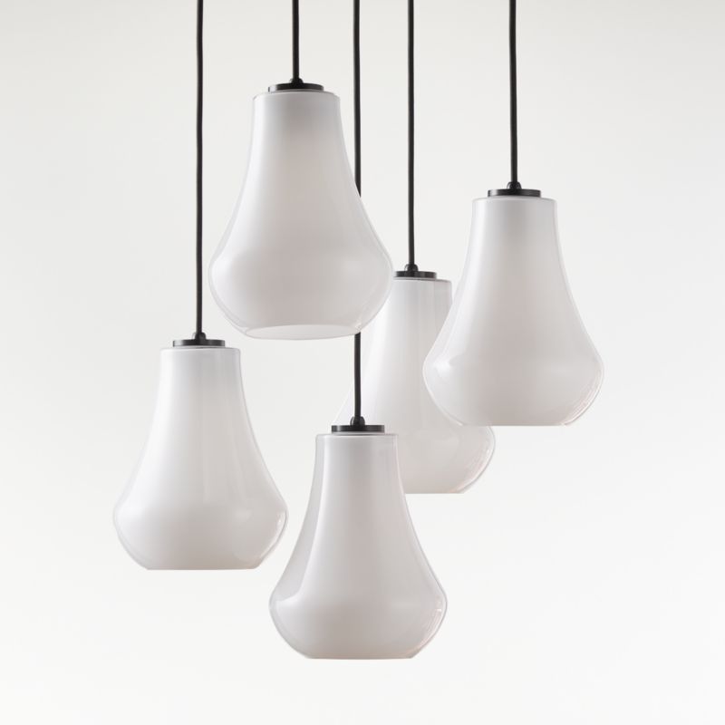 Arren Black 5-Light Round Pendant with Teardrop Milk Glass Shades - image 2 of 5