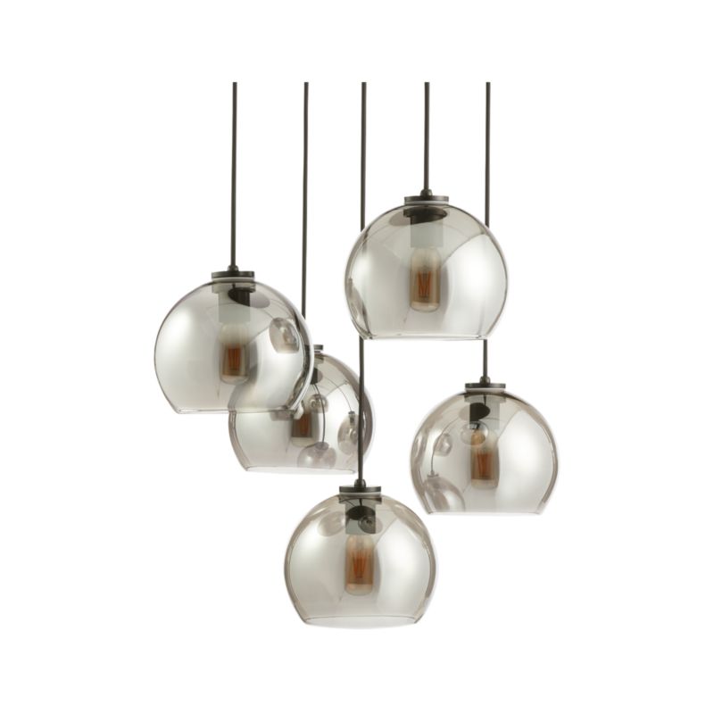 Arren Black 5-Light Round Pendant with Round Silver Glass Shades - image 4 of 6